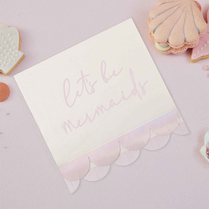 MERMAID SCALLOPED IRIDESCENT & PINK NAPKIN