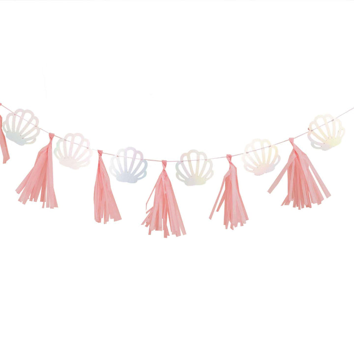 MERMAID SHELL & TASSEL GARLAND PINK & IRIDESCENT
