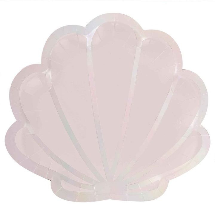 MERMAID SHELL SHAPED PLATES PINK & IRIDESCENT