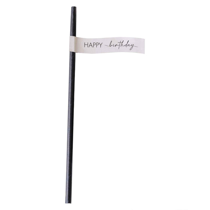 NUDE & BLACK HAPPY BIRTHDAY PAPER STRAWS