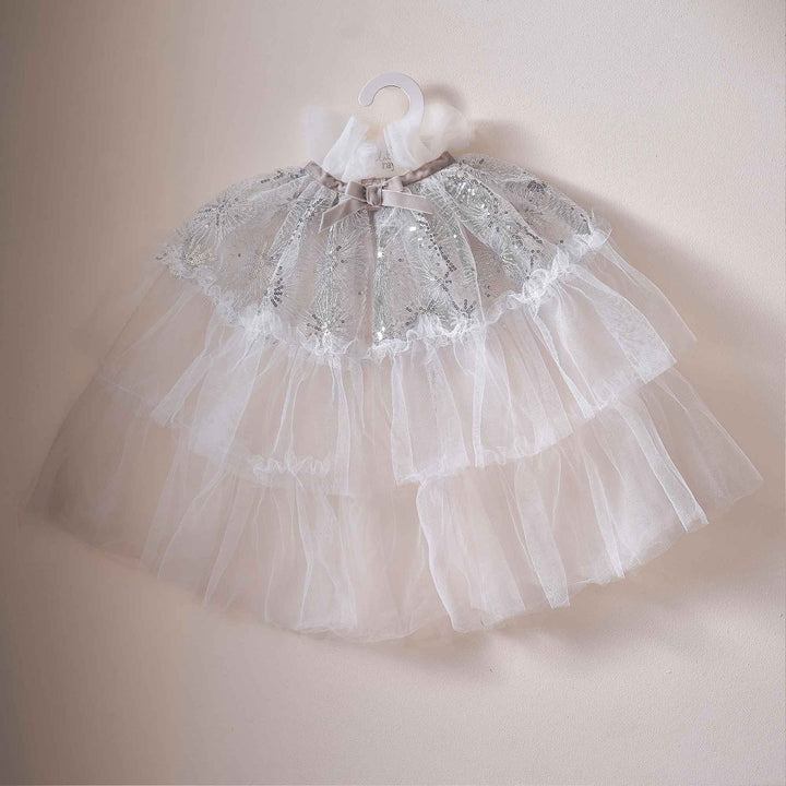 FANCY DRESS WHITE & SILVER SPARKLE FAIRY PRINCESS CAPE