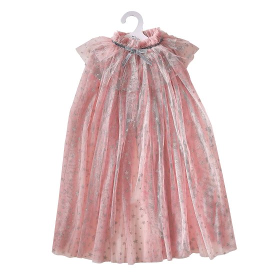 FANCY DRESS PINK & SILVER SPARKLE FAIRY PRINCESS CAPE