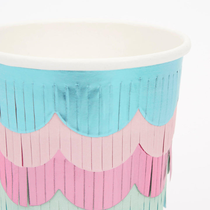 MERMAID SCALLOPED FRINGE CUPS 8PK