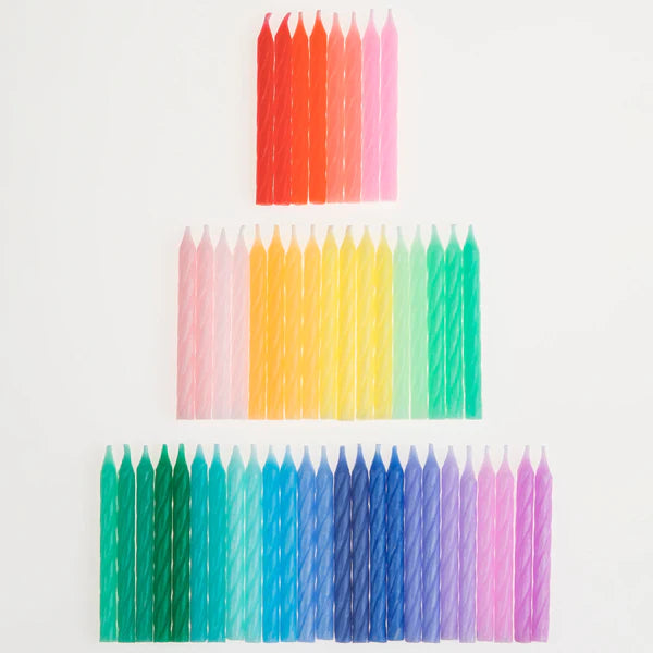 RAINBOW TWISTED MINI CANDLES 50PK - SPECIAL ORDER