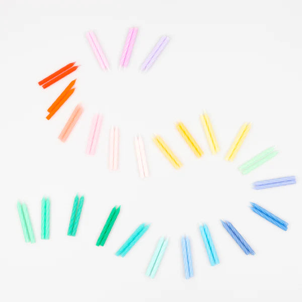 RAINBOW TWISTED MINI CANDLES 50PK - SPECIAL ORDER