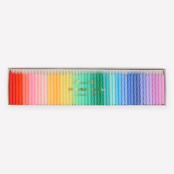 RAINBOW TWISTED MINI CANDLES 50PK - SPECIAL ORDER